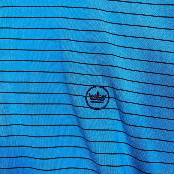 Peter Millar Summer Comfort Crown Sport Blue Striped Polo Shirt Mens XL - Picture 7 of 8